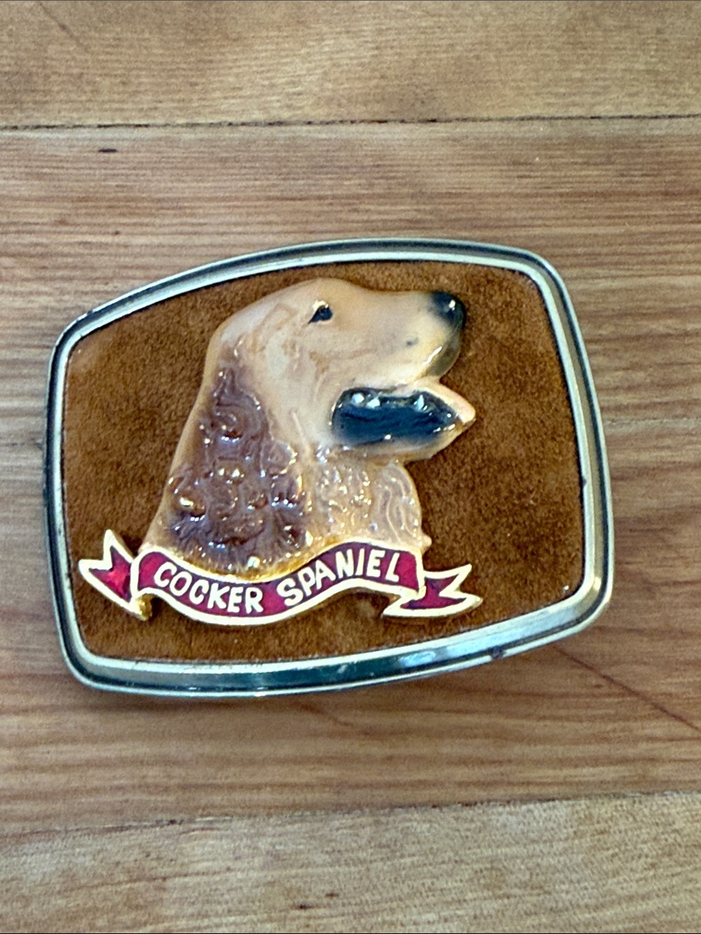 Cocker Spaniel Dog Decorative Belt Buckle Brown